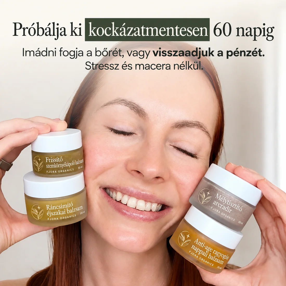 FJORA Organics teljes bőrápoló rendszer érett bőrre – nő tégelyekkel, 60 napos pénzvisszafizetési ígérettel